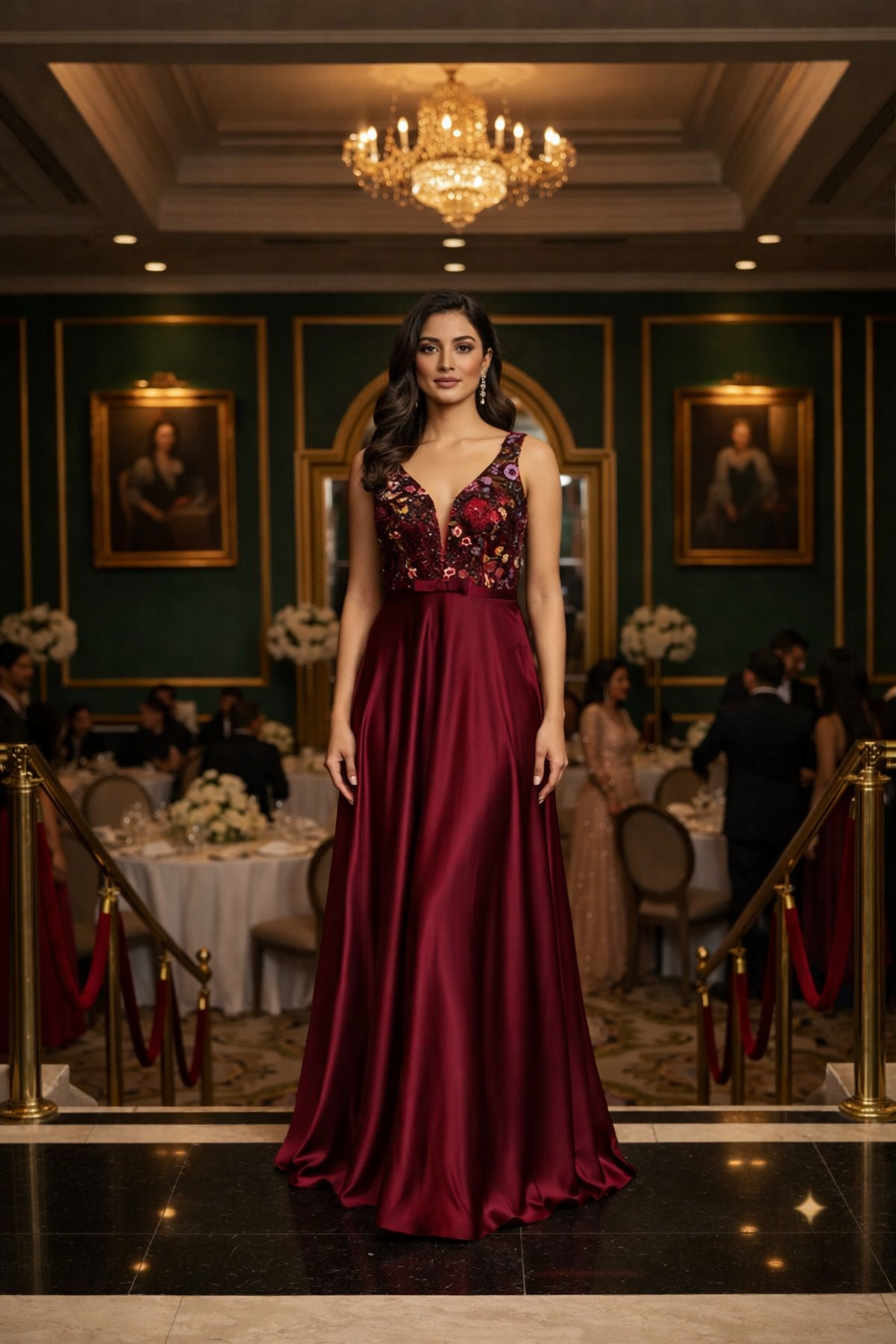 Satin long gown