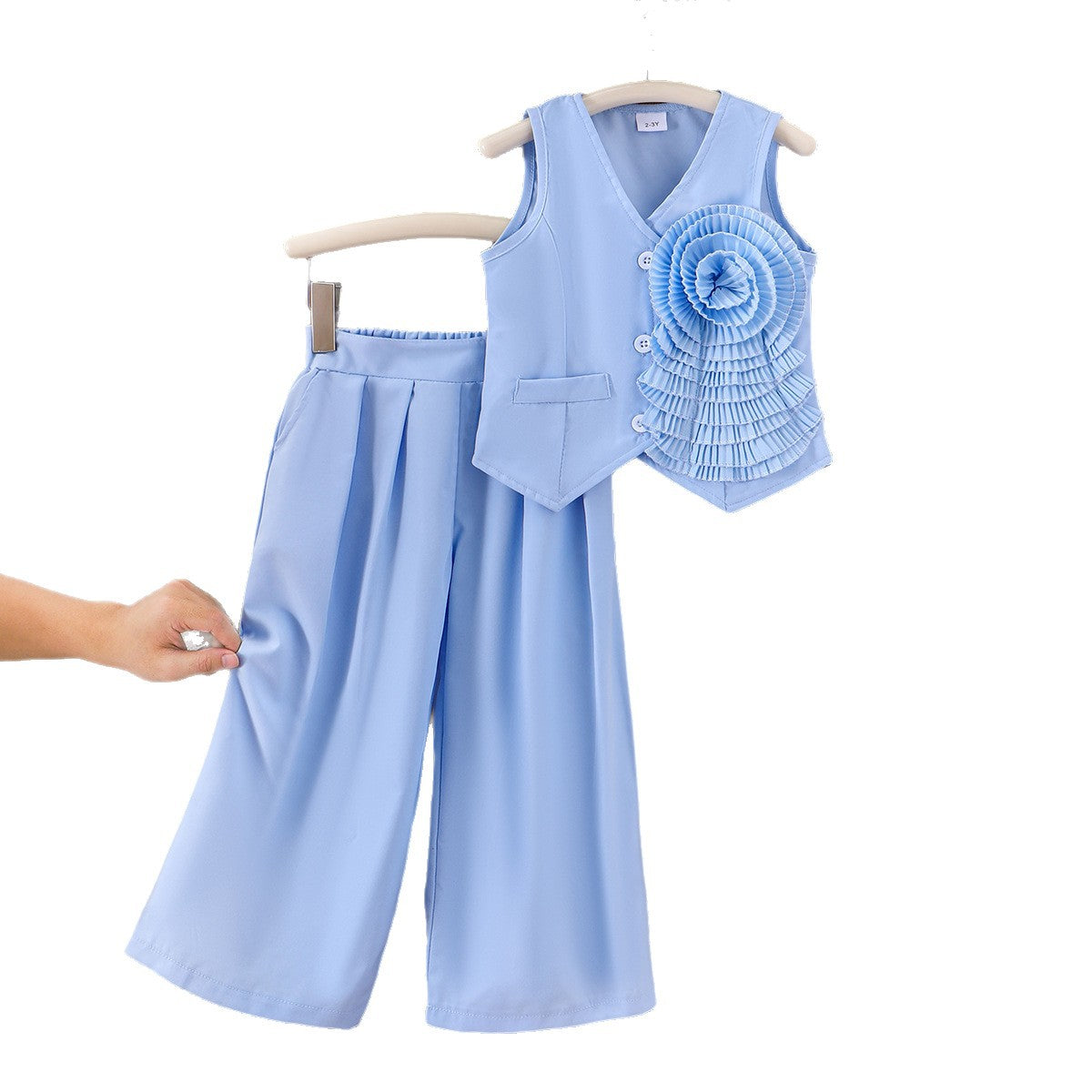 European and American Summer Girls' Floral Sleeveless Top and Pants Set