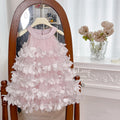 Disney-Inspired Girls' Floral Halter Neck Layered Cake Dress - 2026 Summer Korean Style Mesh Birthday Tower Skirt