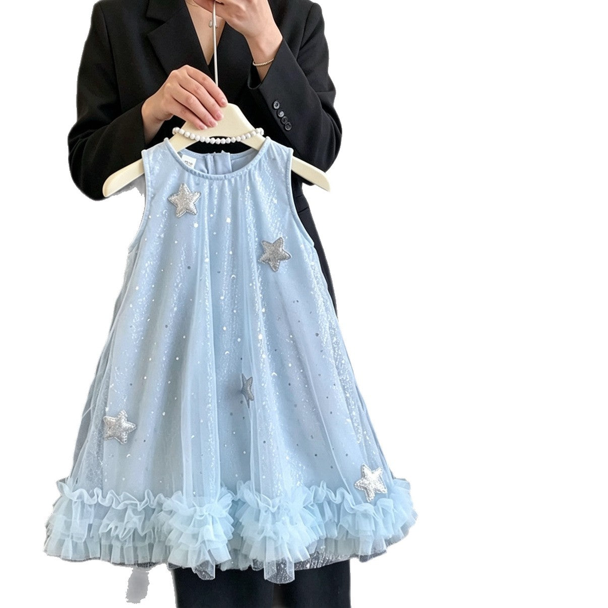Girls' Princess Dress Summer 2026 New Style Beautiful and Stylish White Dress for Girls with Butterfly Wings