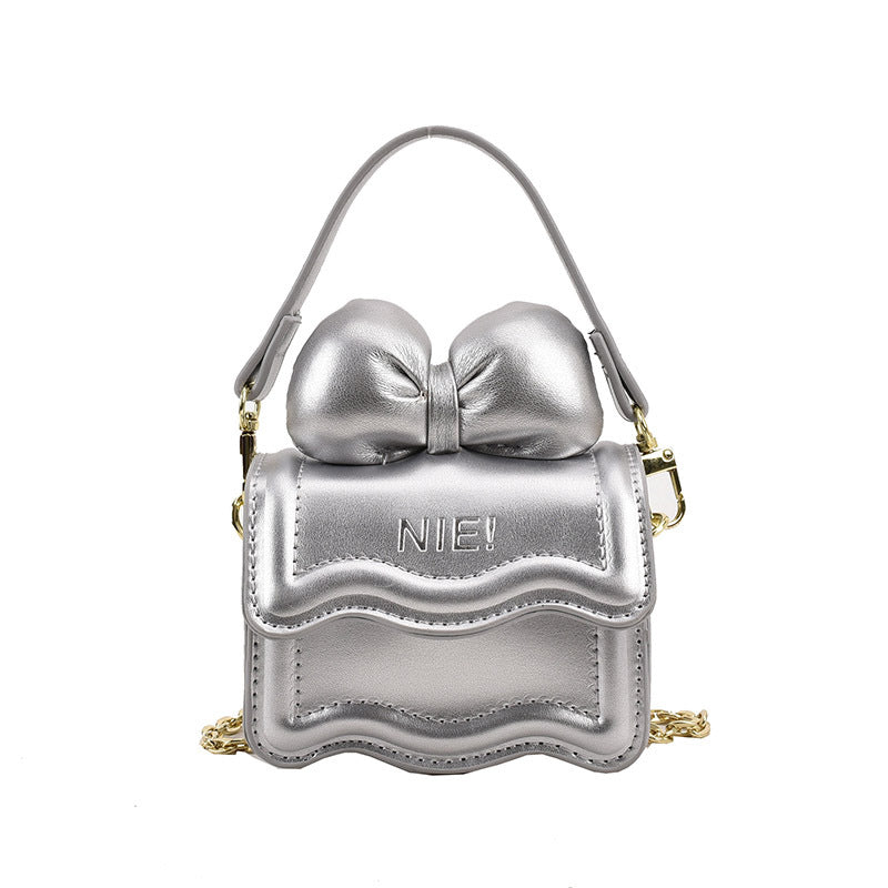 Autumn New Korean Version Mini Shoulder Bag for Children and Girls Bow Chain Crossbody Small Bag Family Bag Women's Bag