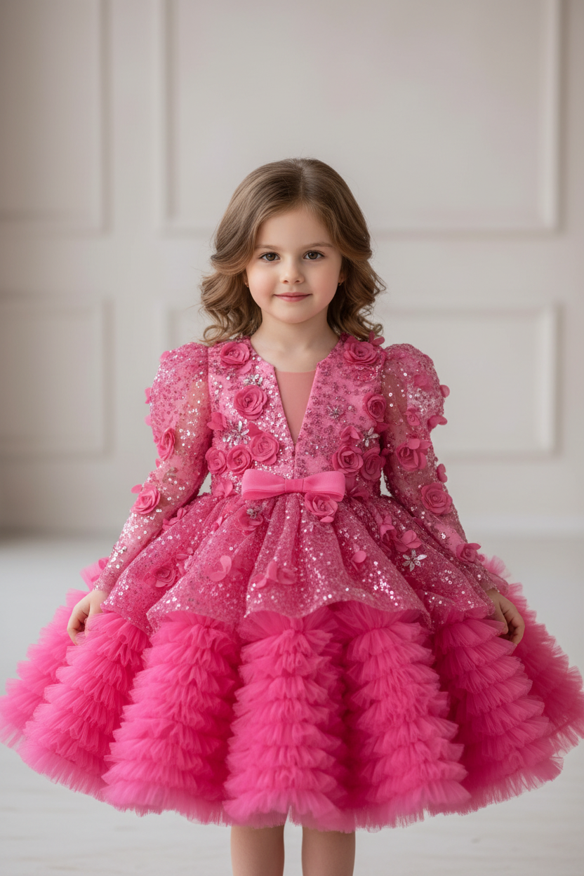 Puffy skirt girls catwalk dress