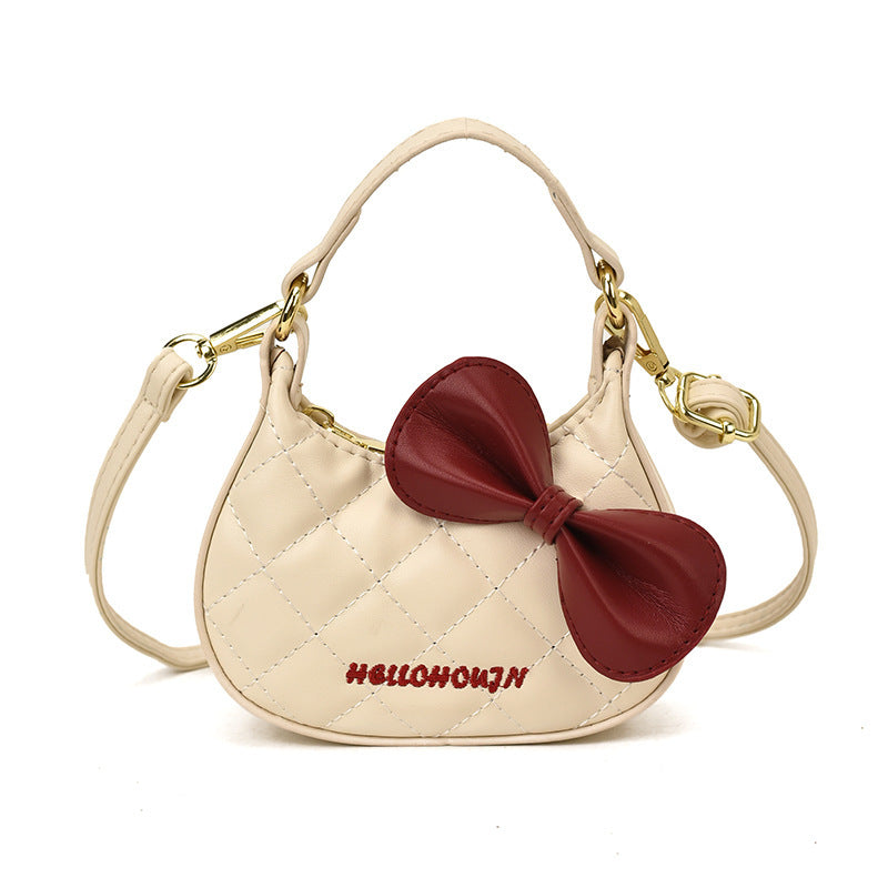 Autumn and Winter New Style Girls' Small Fragrant Cat Bow Handbag Fashionable Family Mini Crossbody Shoulder Bag