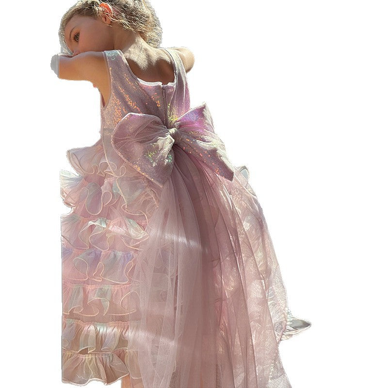 Disney-Inspired Girls' Gradient Cake Princess Dress - Spring/Summer 2026 Collection