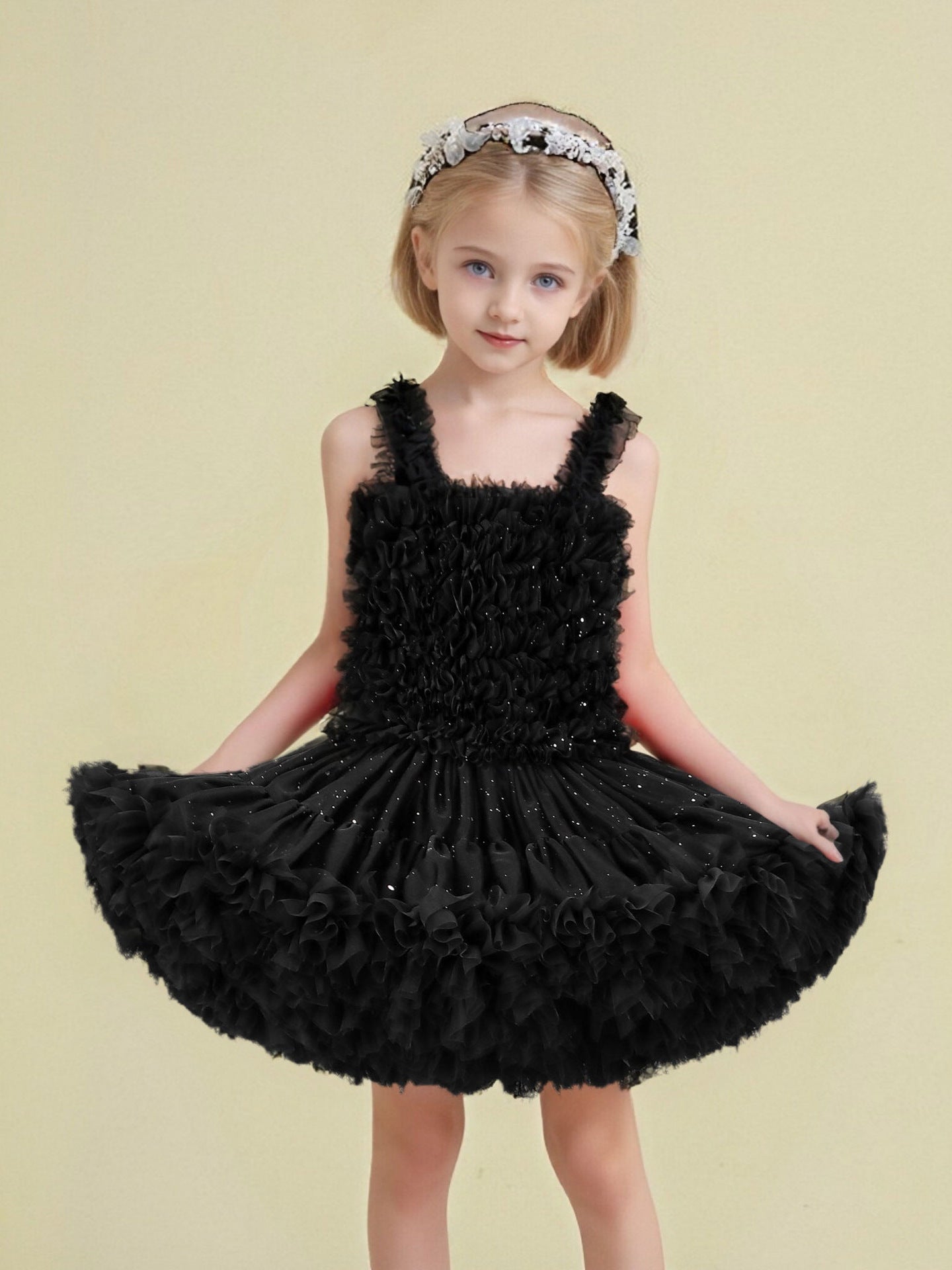 Yiwu Lingfeng Summer Girls' Strap Dress Christmas Tutu Dress Princess Puffy Tulle One-Year-Old Birthday Dress Cake Dress
