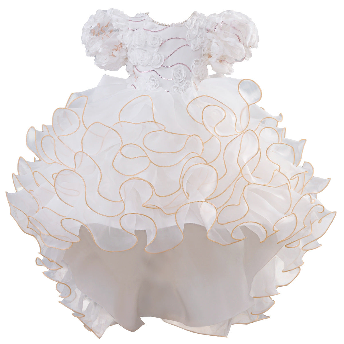 Children's Formal Dress Princess Computer-Embroidered Heavy-Duty Puffy Cake-Trail Gown Girls' Runway Performance Outfit