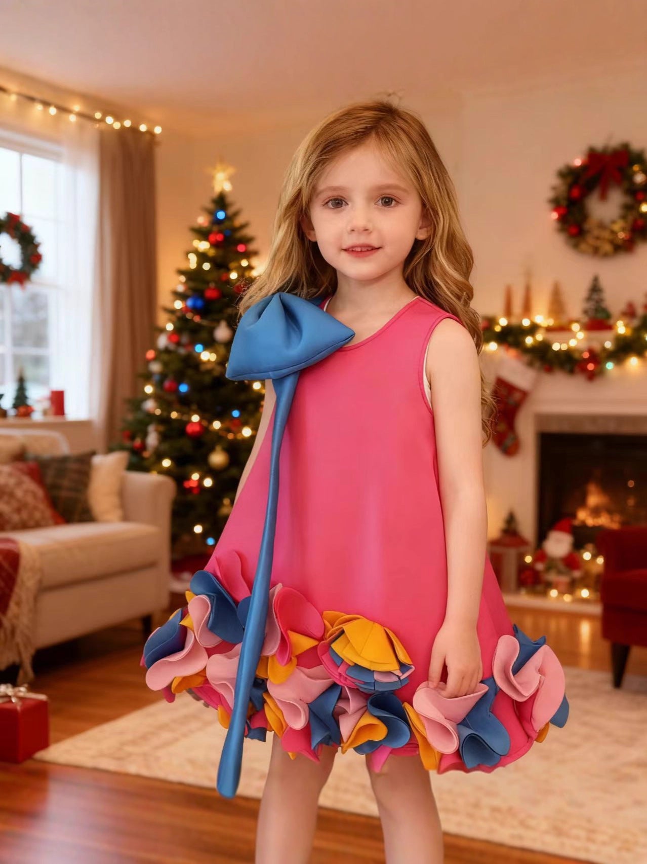 Cross-Border Children's Dress Dopamine Vest Dress Bow Spring and Summer Birthday Dress Fashionable Sweet Girl