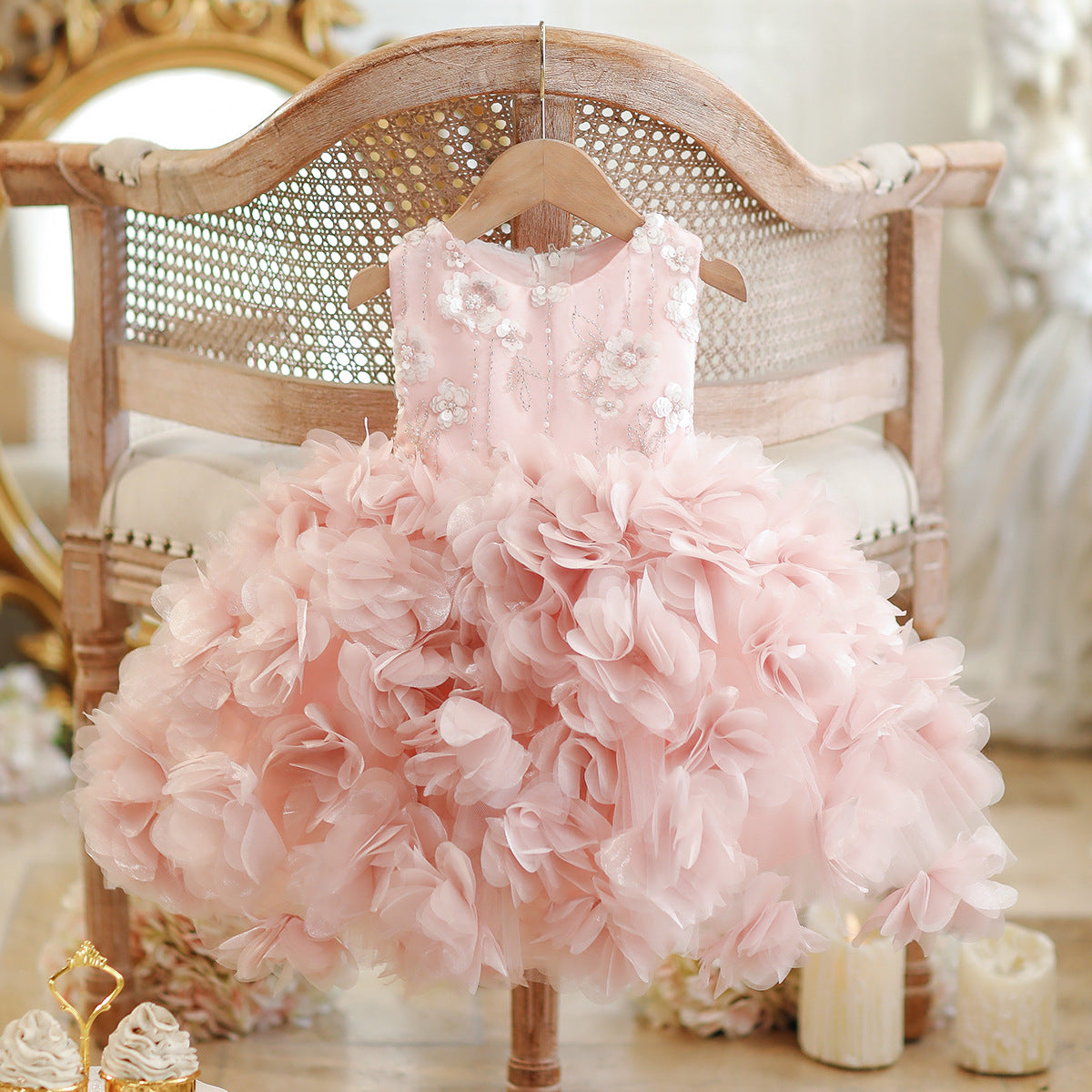 First Birthday Dress for Girls, Tutu Skirt, Unique for Parties, Hosting Performances, Stunning Children's Birthday Pink Princess Dress, Flower Girl