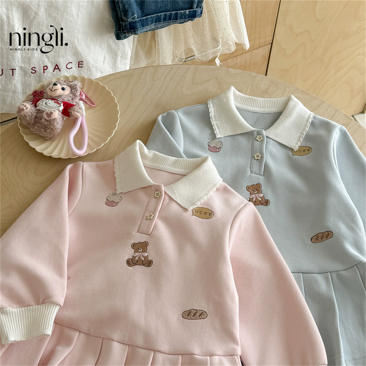 Ningli Girls' Dress Autumn New Stylish Baby Girl Princess Dress Preppy Style Kidsren's Polo Dress Spring and Autum