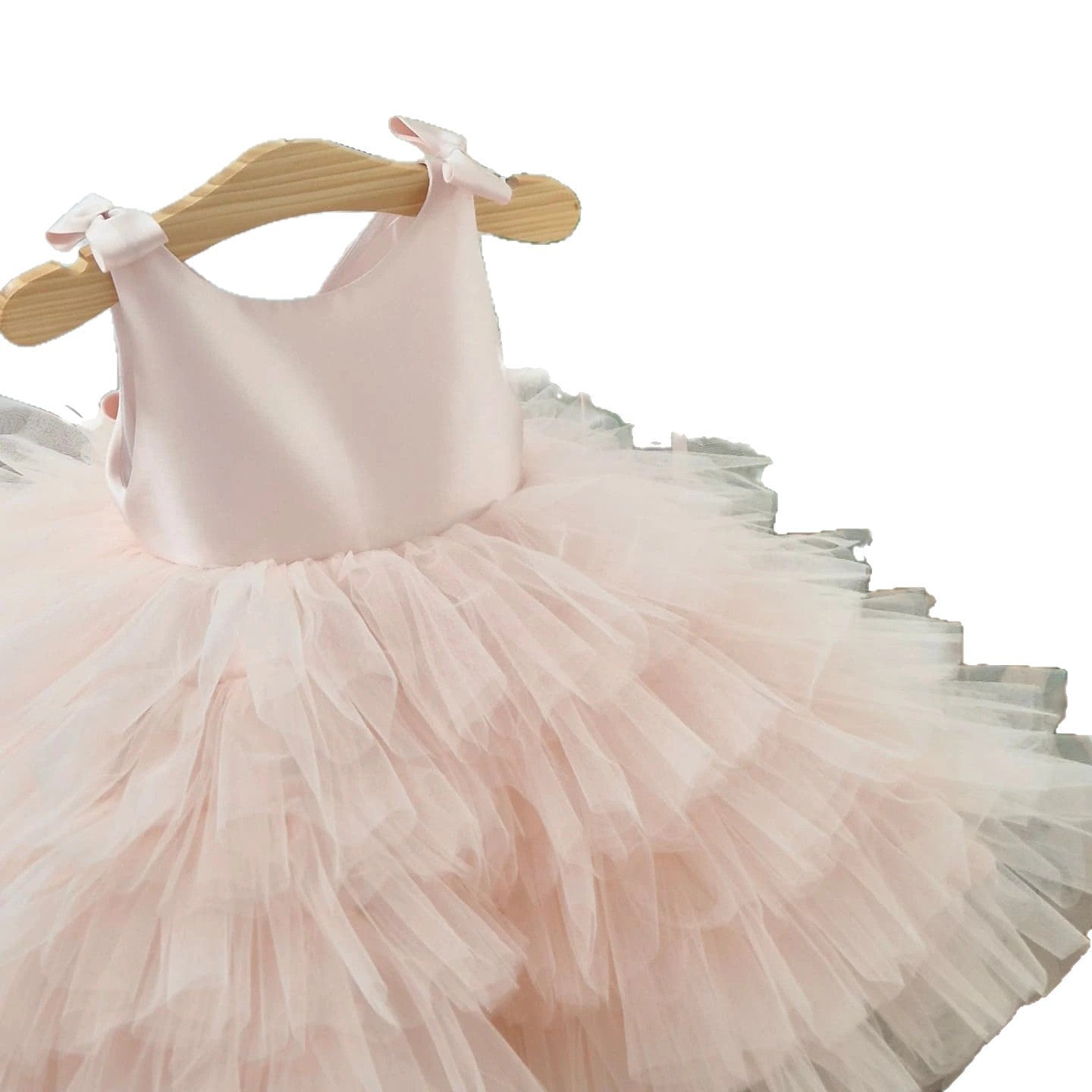 New Korean Style Mesh Baby Girl's One-Year-Old Dress, Birthday Style Flower Girl Princess Dress, Fluffy Gauze Cake Dress