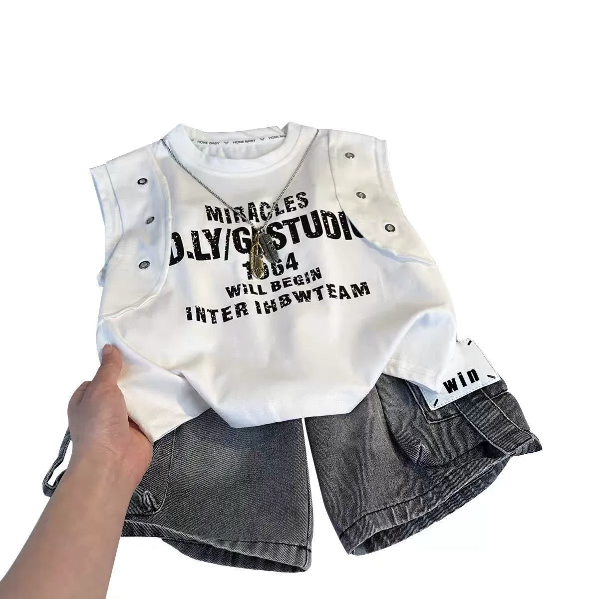 Boys' Summer Thin Outfit Children's Clothing Cool Stylish Toddler Summer Clothes Baby Summer Trendy Fashionable Children's Wear