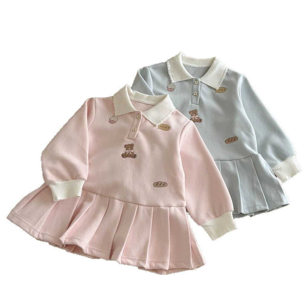 Ningli Girls' Dress Autumn New Stylish Baby Girl Princess Dress Preppy Style Kidsren's Polo Dress Spring and Autum