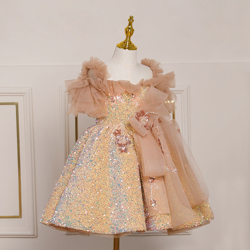 Children's Dress, Banquet Princess Dress, Girl's Catwalk Model, Stylish High-End Wedding Flower Girl Host Performance Costume