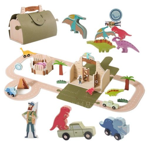 Children's Dinosaur Race Car Track Playset