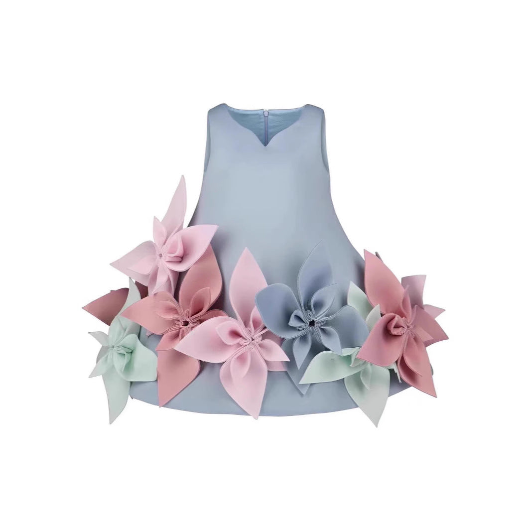 Children's European and American Sleeveless Dress dress Girl Fashion Stylish Birthday Banquet Wedding Stage Show Princess Dress