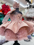Disney-Inspired Girls' One-Shoulder Sequin Princess Gown with Oversized Bow
