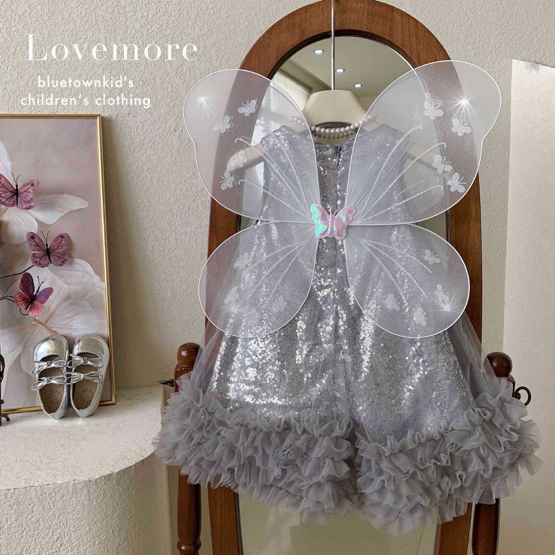 Disney-Inspired Enchanted Butterfly Sequin Mesh Fairy Princess Dress for Girls