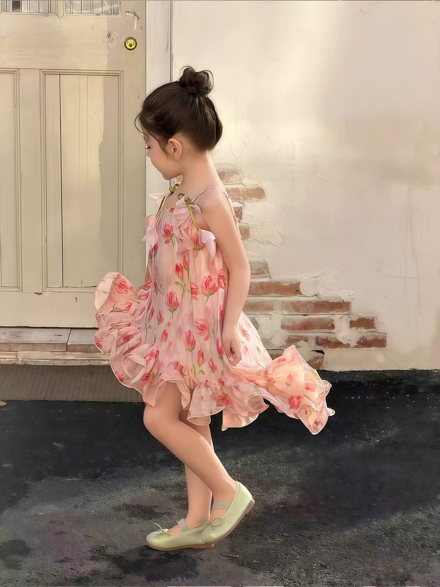 Foreign Trade Style Girls' Dress, New Summer Model, Children's Princess Dress, Stylish Girl's Dress, Girls' Floral Dress