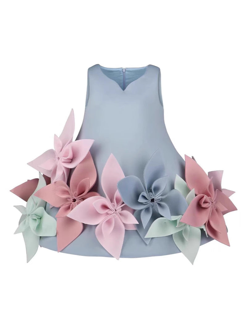 Children's European and American Sleeveless Dress dress Girl Fashion Stylish Birthday Banquet Wedding Stage Show Princess Dress
