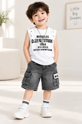 Boys' White Summer Outfit – Sleeveless Top & Shorts