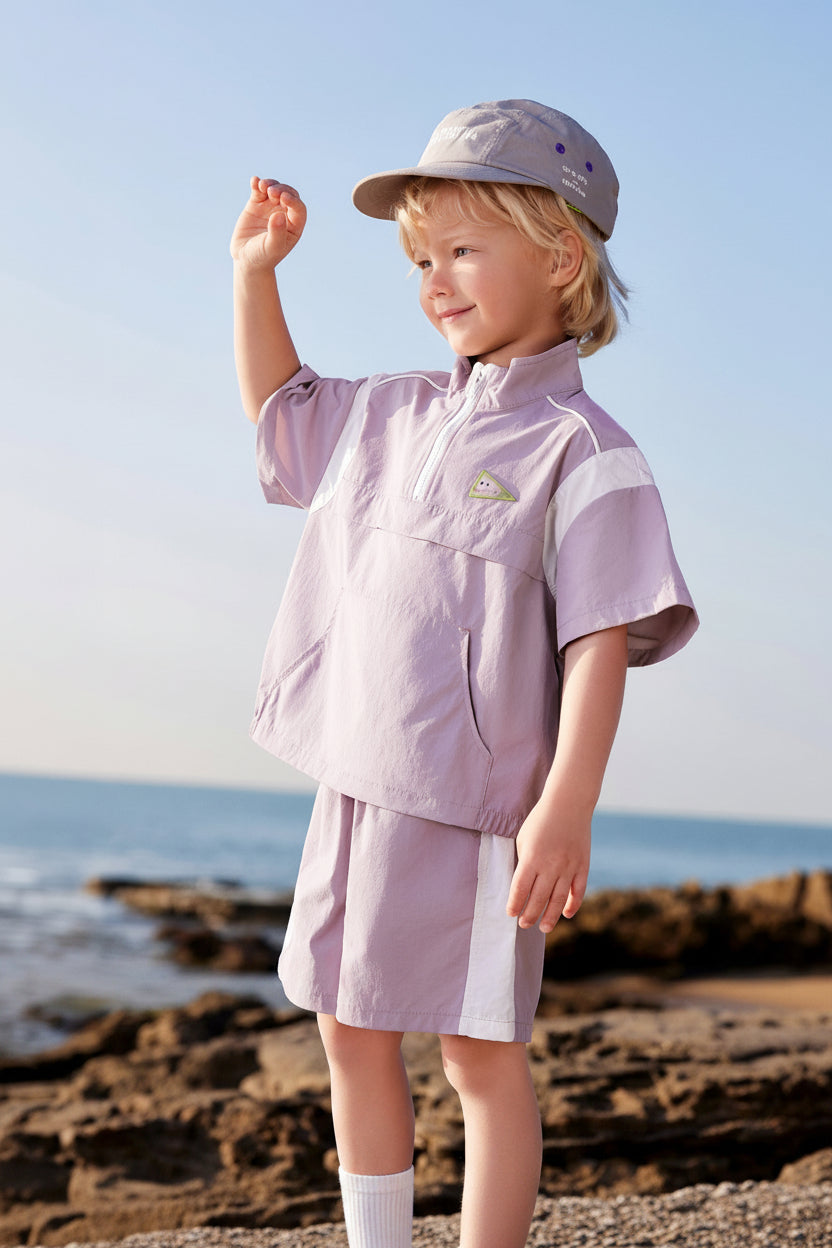 Beitais [Cooling and Antibacterial UPF50+] Children's Summer Set for Boys and Girls, Outdoor Sun Protection Short-Sleeve Baby Shorts