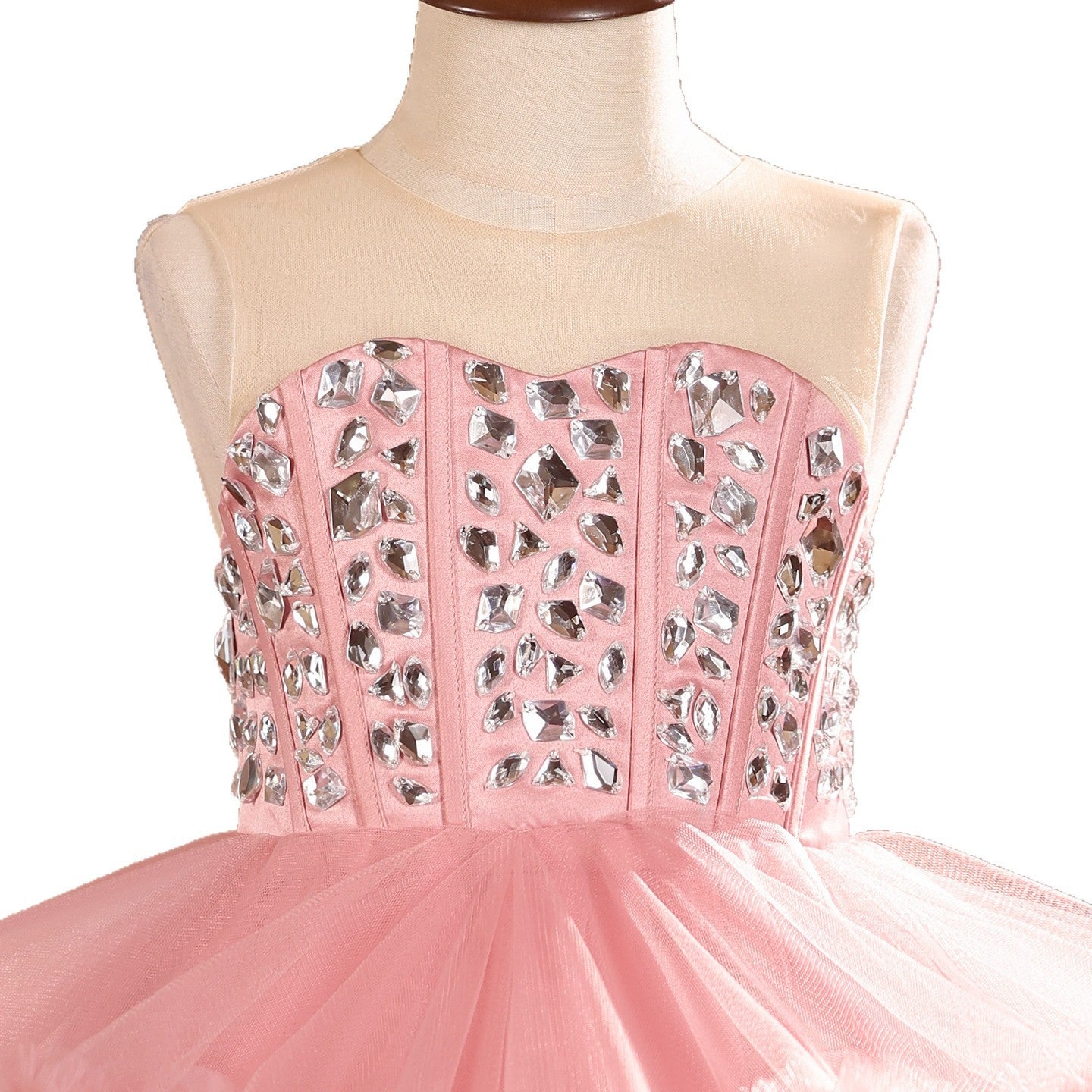 High-End Girls' Formal Dress, Pink Evening Gown, Girls' Puffy Skirt, Light Luxury Niche Host Performance Princess Dress