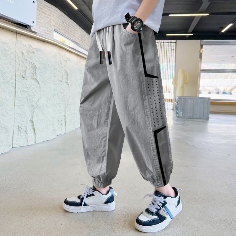 Boys' Summer Thin Pants, Children's Mosquito-Proof Pants, Summer Wear 2026 New Model, Big Kids Student Ice Silk Cool Jogger Pants