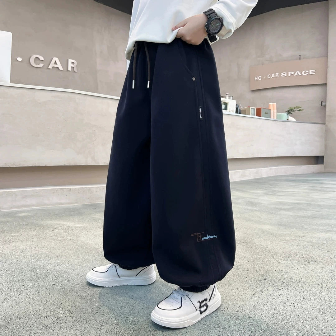 Spring and Autumn New Stylish Straight-Leg Pants for Boys and Girls, Loose and Versatile Korean-Style Casual Long Pants for Older Children