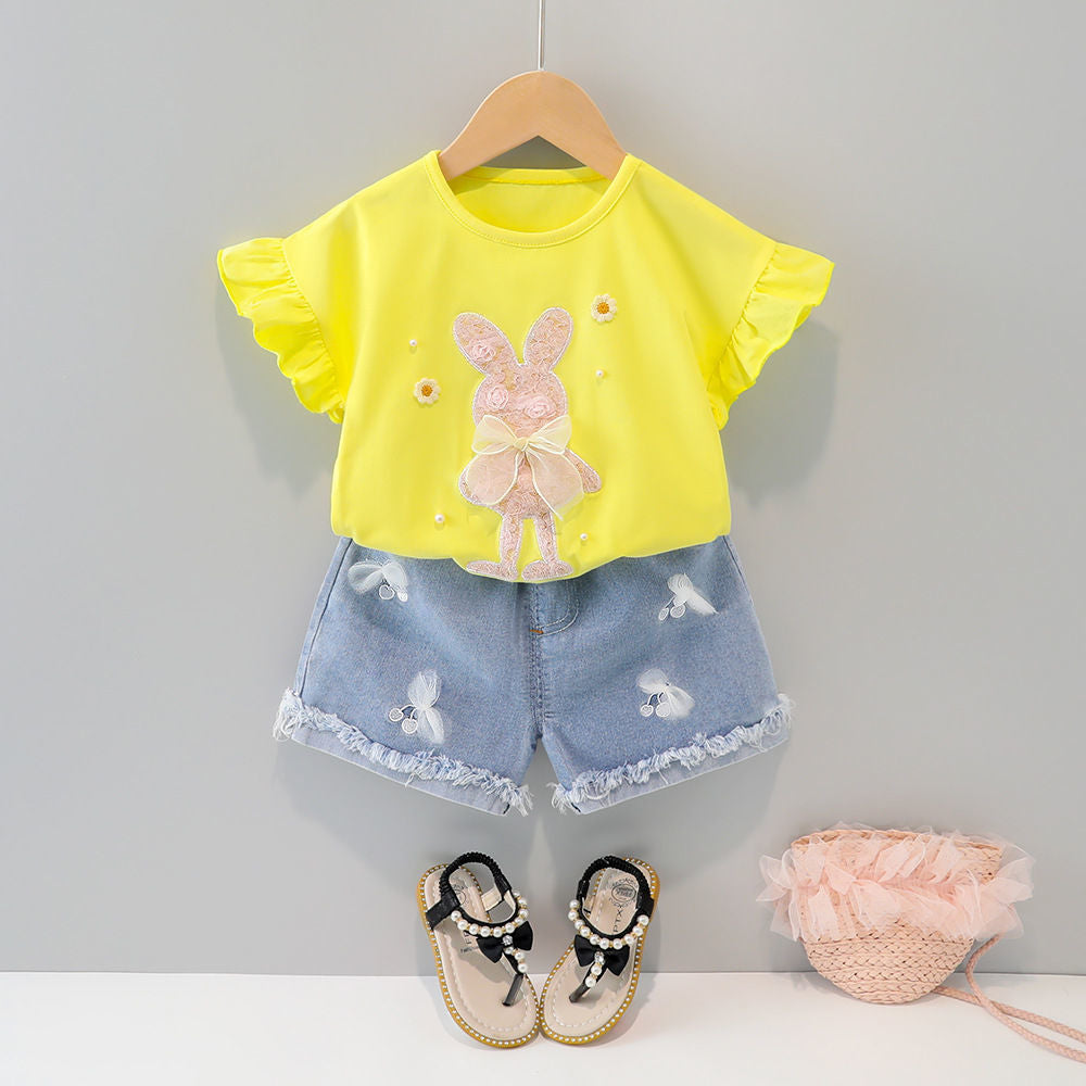 Kids' Short-Sleeved Summer Suit - New Style Girls' Summer Clothing Set - Lightweight Children's Apparel