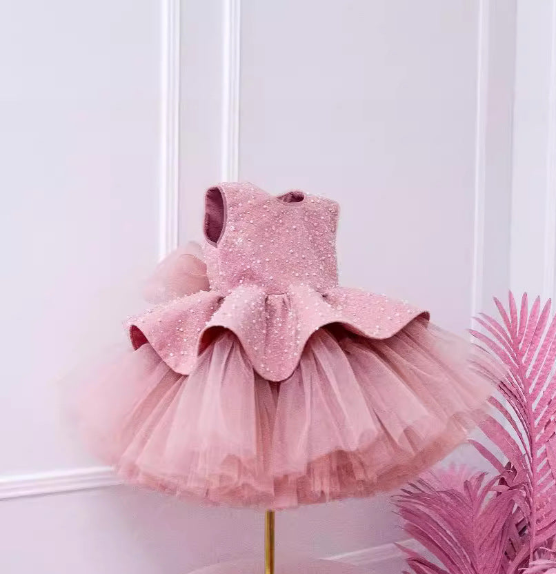 Girl's Dress Spring and Autumn Children's Piano Performance Dress Princess Dress Little Girl's Birthday Flower Girl's Wedding dress
