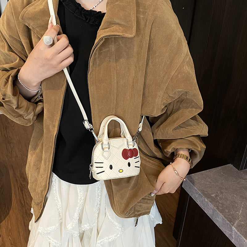 Children's Bag New Cartoon Cute Cat Mini Shell Bag Fashionable Girl Embroidery Thread Family Crossbody Bag Lipstick Bag