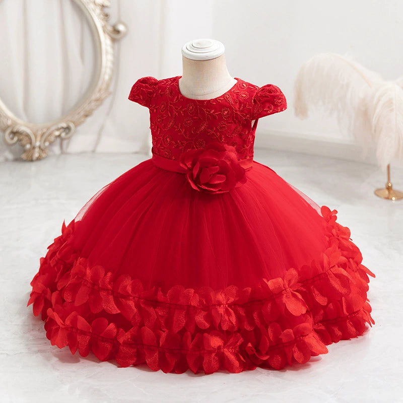 New cross-border children's performance dress lace princess dress festival unkempt dress gauze skirt one-year-old dress dress performance dress