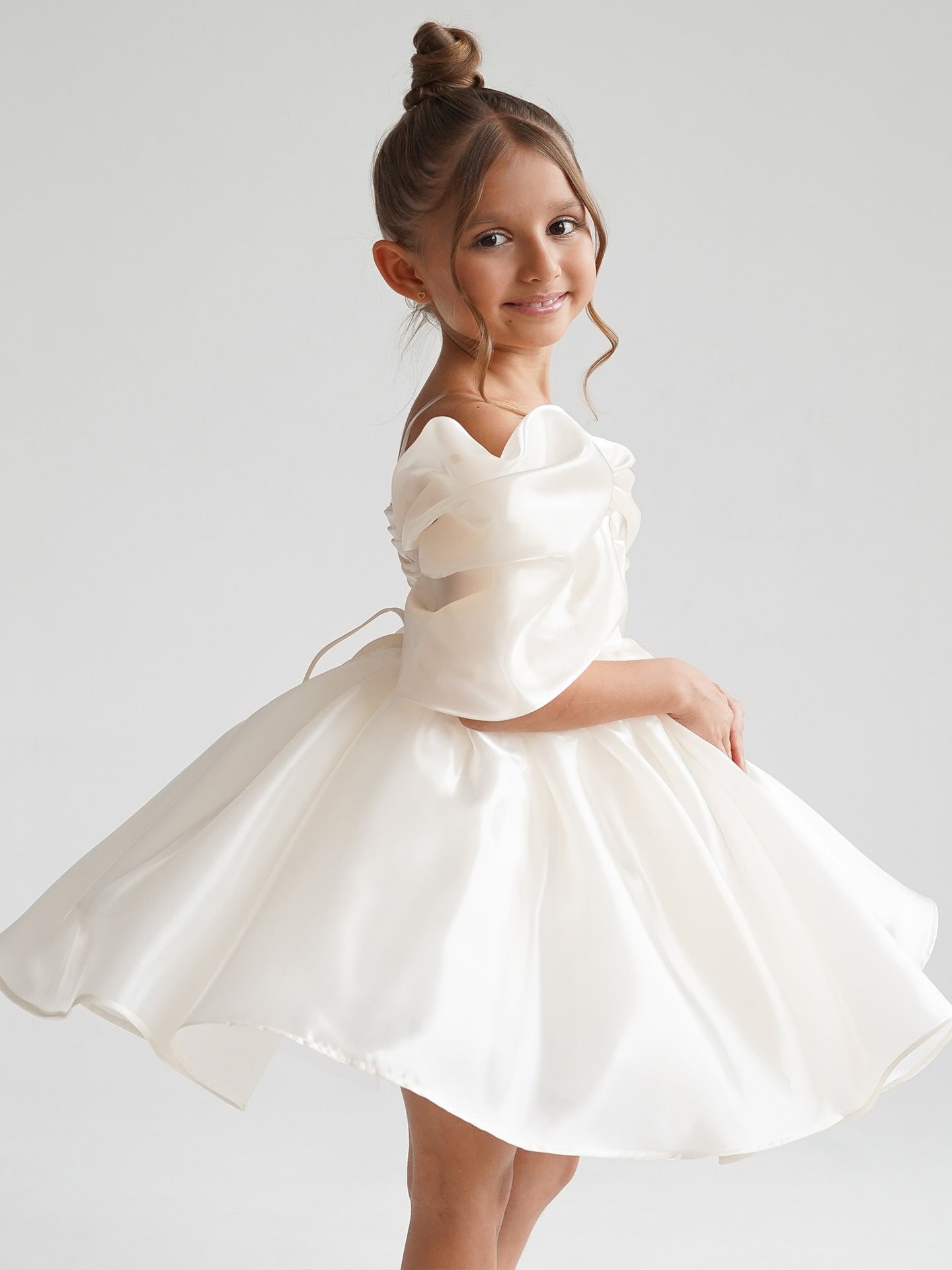 2026 New Children's Formal Dress for Toddlers, Satin Niche Puffy Princess Dress, Baby's First Birthday Piano Performance Dress for Girls