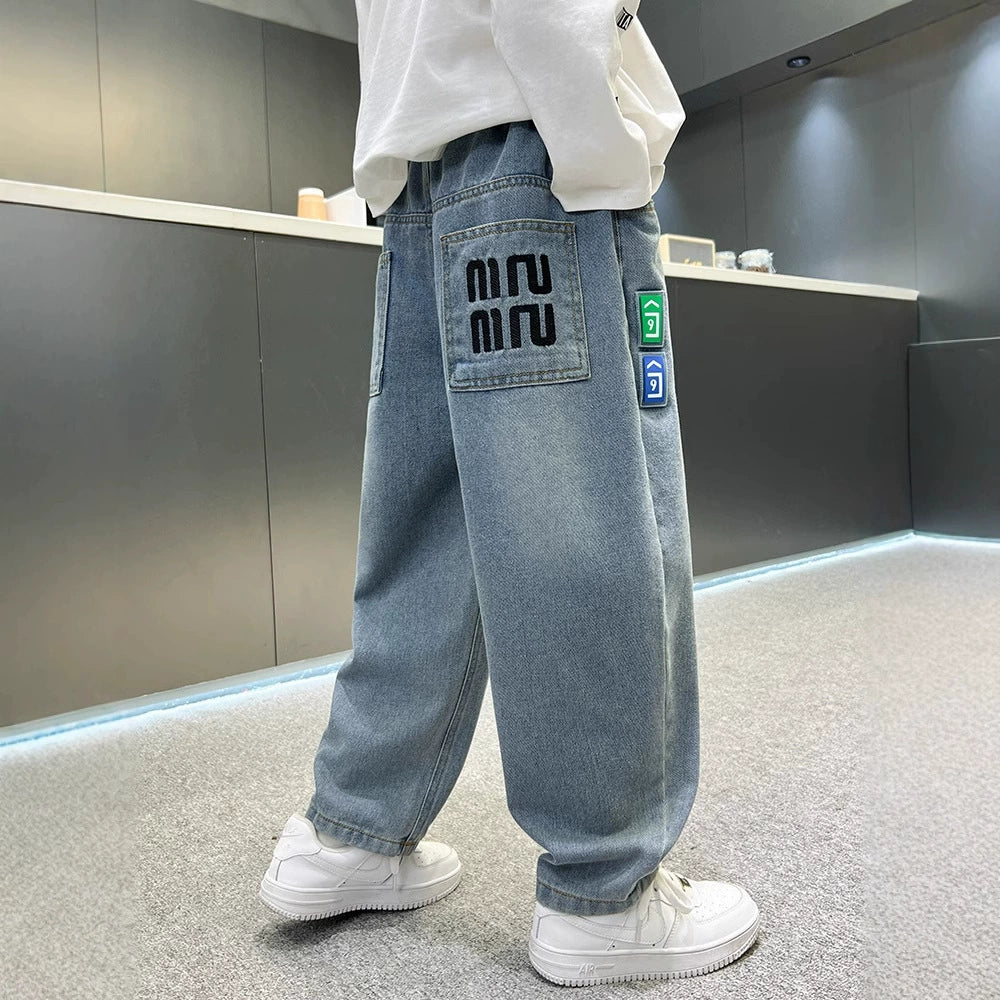 Boys Jeans Spring Wear Boys Casual Pants Loose Large Children's Trousers Autumn Children's Sports Fashionable Pants