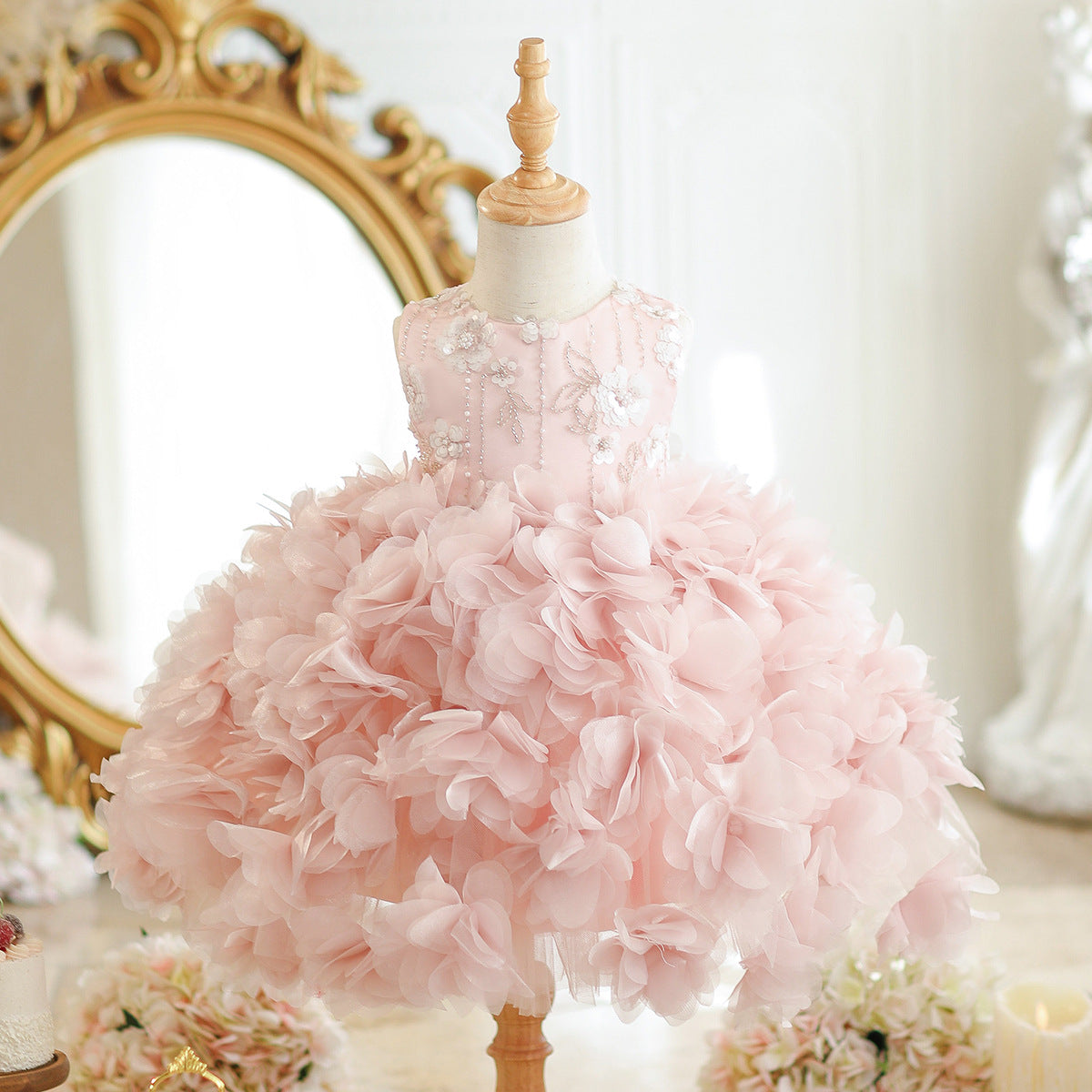 First Birthday Dress for Girls, Tutu Skirt, Unique for Parties, Hosting Performances, Stunning Children's Birthday Pink Princess Dress, Flower Girl