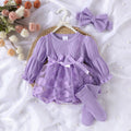 Baby Girls' Long-Sleeve Romper, Socks & Headband Set