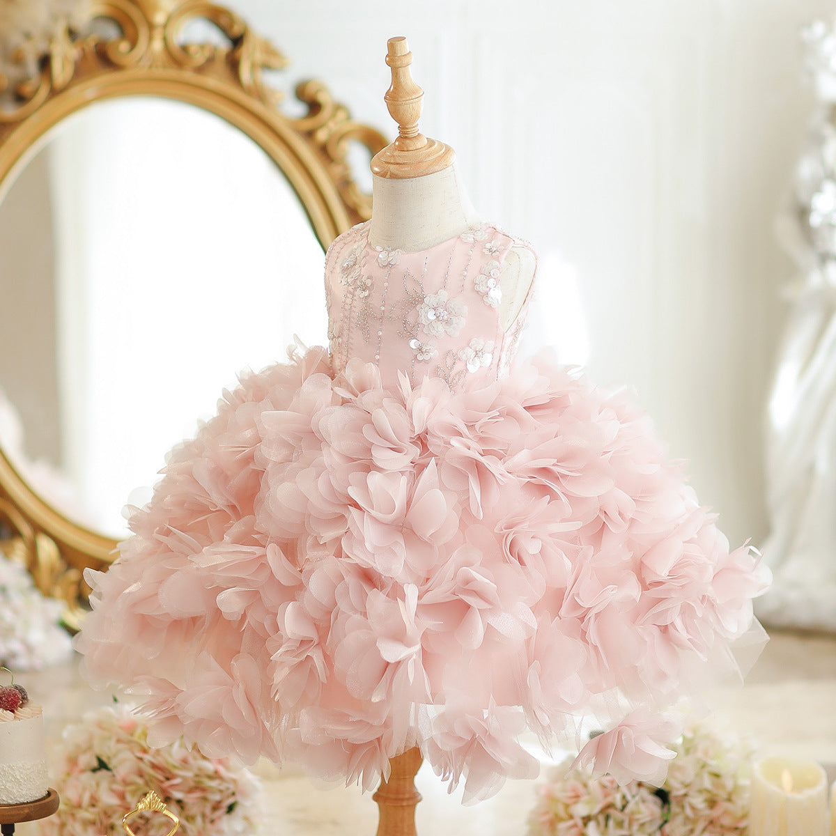 First Birthday Dress for Girls, Tutu Skirt, Unique for Parties, Hosting Performances, Stunning Children's Birthday Pink Princess Dress, Flower Girl