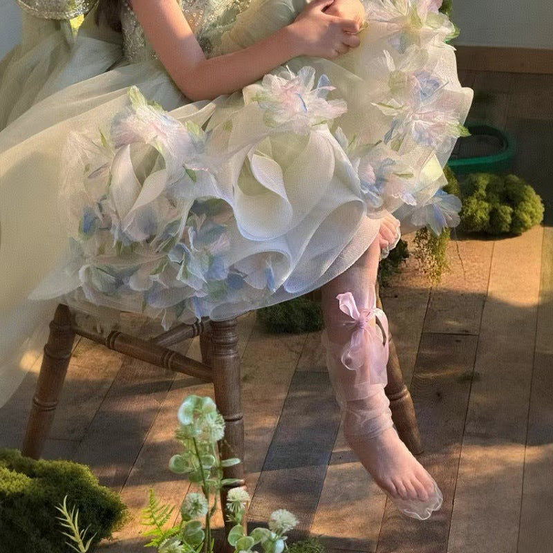 Lolita Girls' Princess Dress 2026 New Forest Style Cute Strapless Puffy Tulle Daily Children's Dress Cross-Border Supply