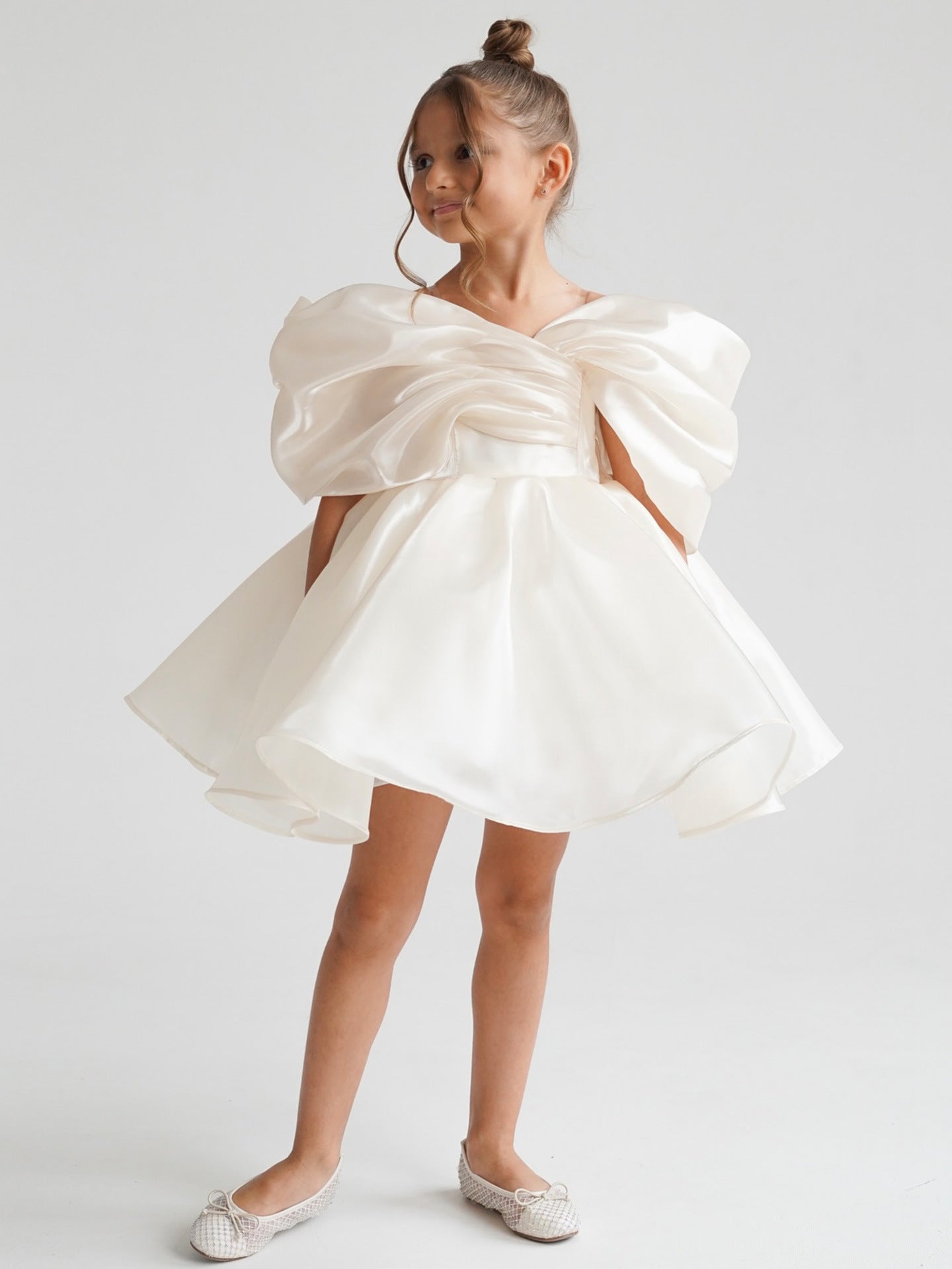 2026 New Children's Formal Dress for Toddlers, Satin Niche Puffy Princess Dress, Baby's First Birthday Piano Performance Dress for Girls