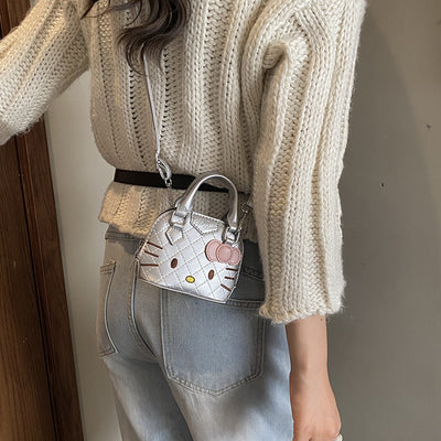 Cartoon Cute Cat Mini Shell Bag — Embroidery Crossbody Bag for Girls & Kids