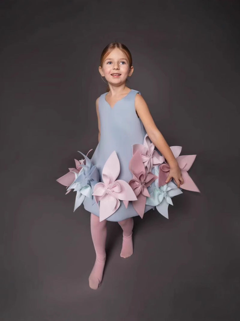 Children's European and American Sleeveless Dress dress Girl Fashion Stylish Birthday Banquet Wedding Stage Show Princess Dress