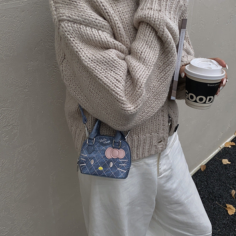 Children's Bag New Cartoon Cute Cat Mini Shell Bag Fashionable Girl Embroidery Thread Family Crossbody Bag Lipstick Bag