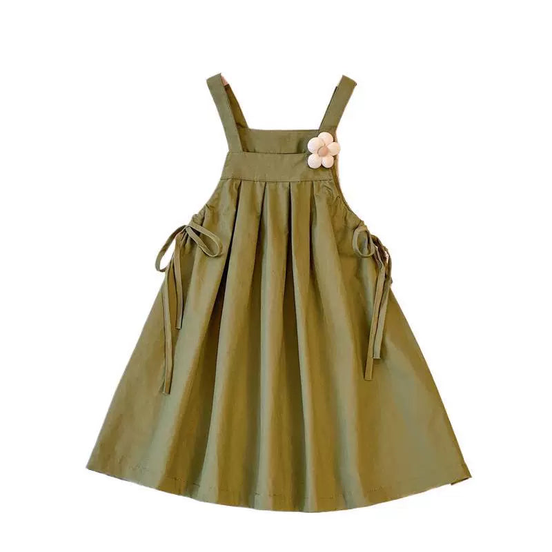 Girls' Summer Dress 2026 New Style Children's Two-Piece Stylish Suspender Skirt Set Summer Little Girl Dress