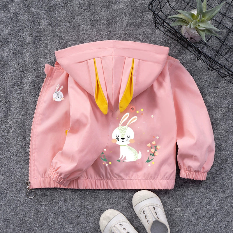 2023 Autumn New girls' coat children's windbreaker jacket baby girls' casual cardigan girls' hooded top
