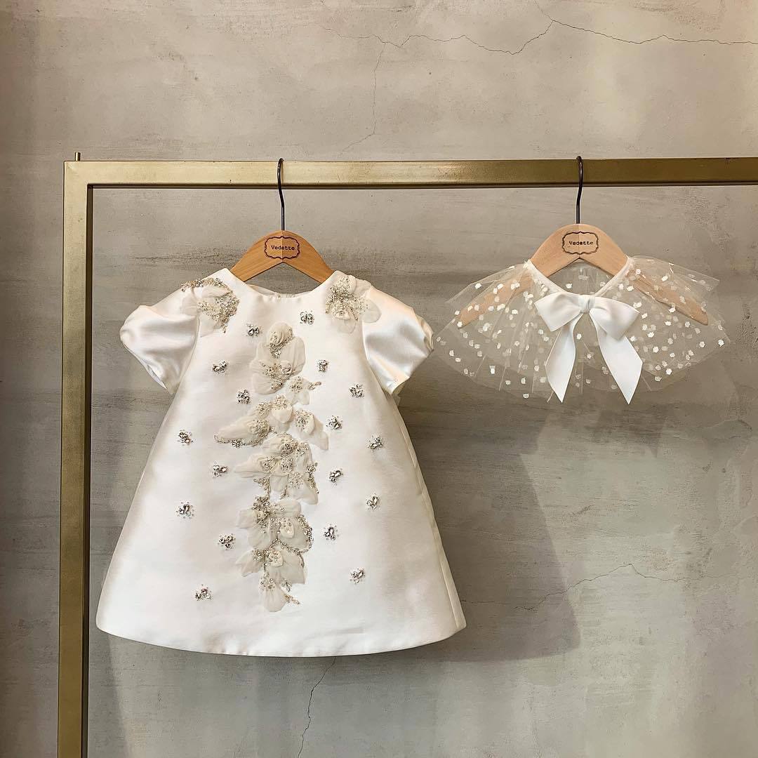 Children's Dress Flower Girl Wedding Girl's Dress One Year Old Birthday Party Evening Dress Stylish Princess One Year Old Dress