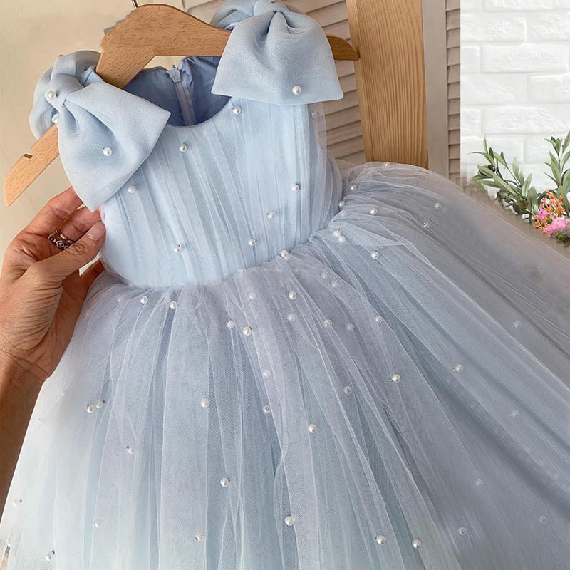 Girl's Little Dress Cello Piano Host Dress Children's Birthday Party Wedding Dress Princess Dress