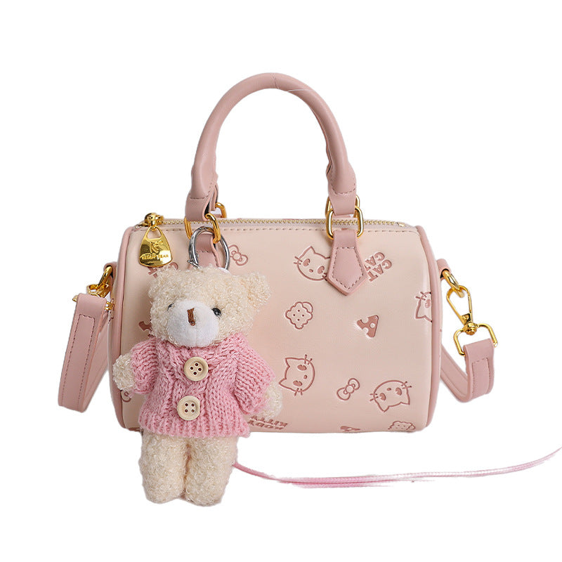 Cross-Border Women's Bags, New Korean Niche Embossed Cat Handbags, Fashionable Girls' Parent-Child Socialite Pillow Crossbody Bags