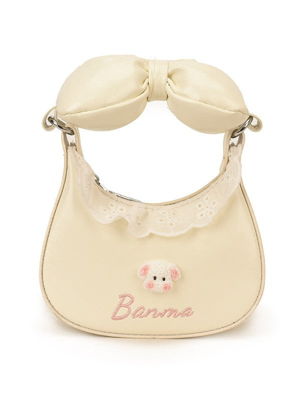 New Korean-Style Lace Trim Bow Mini Crossbody Underarm Handbag for Girls and Children, Parent-Child Matching Accessory Bag