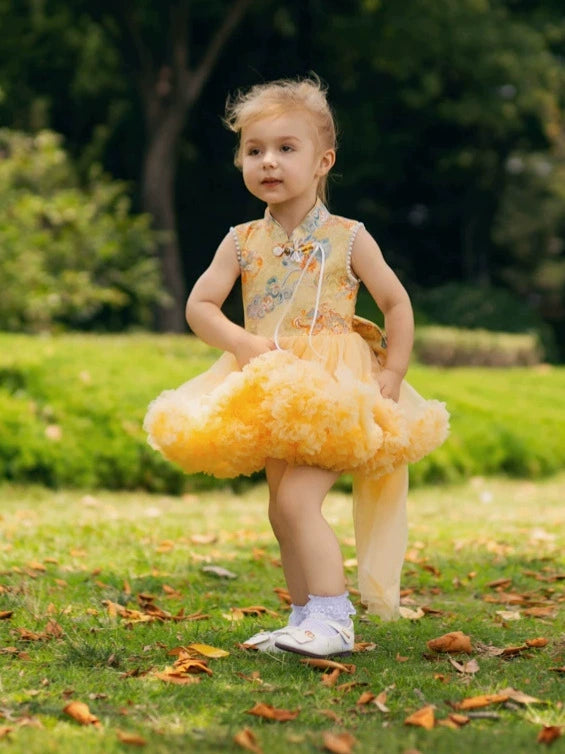 Children's New National Style Tutu Skirt One-Piece Puffy Skirt for Baby Girls Summer Cute Vest Princess Skirt for Girls