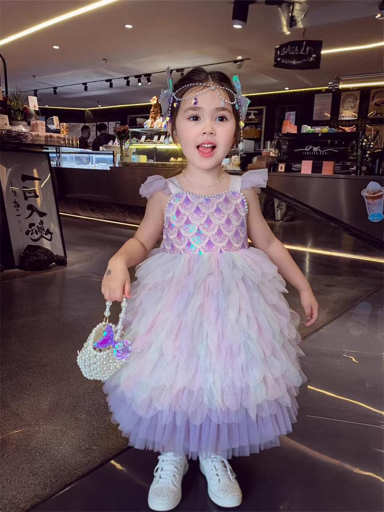 Enchanted Mermaid Princess Summer Tutu Dress for Little Girls - Premium Birthday Lolita Gown